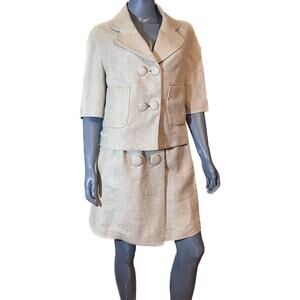 Phillip Lim Beige Linen Silk Suit,Woman,Jacket Sz 6,Skirt Sz 4